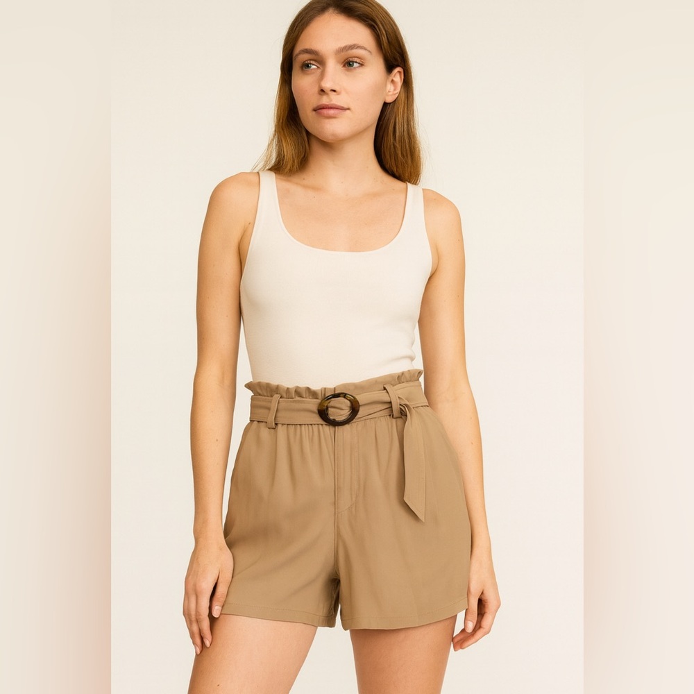 Tan Paperbag Pants, Size L, New With Tags